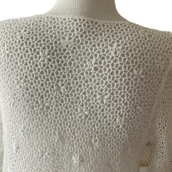 Women Embroidered Cardigan Cotton Knit Boho Sweater 3/4 Sleeve Tie Front Size M - Picture 2 of 4